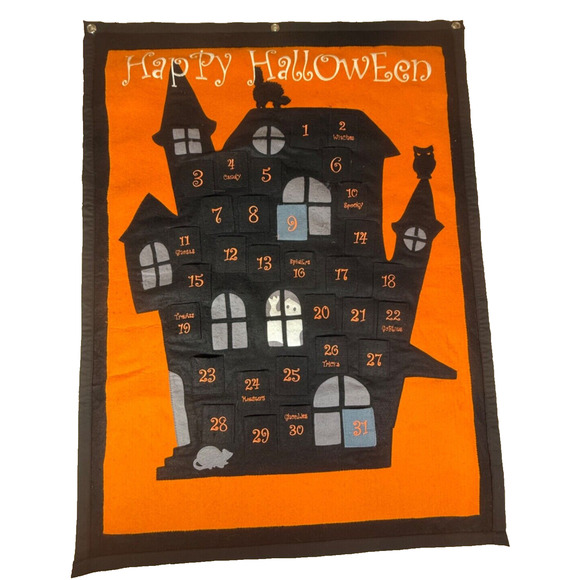 Pottery Barn Kids Happy Halloween Spooky Mansion Countdown Calendar Pockets Felt - Picture 1 of 6